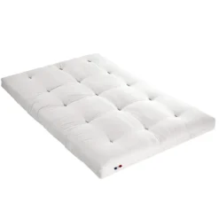 Ensemble matelas futon en coton et structure en bois massif noisette