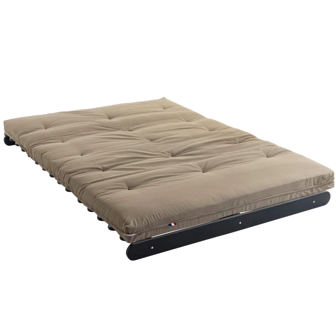 Ensemble matelas futon en coton et structure en bois massif noir