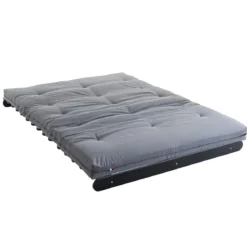 Ensemble matelas futon en coton et structure en bois massif noir