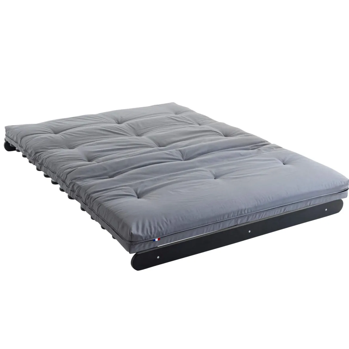 Ensemble matelas futon en coton et structure en bois massif noir