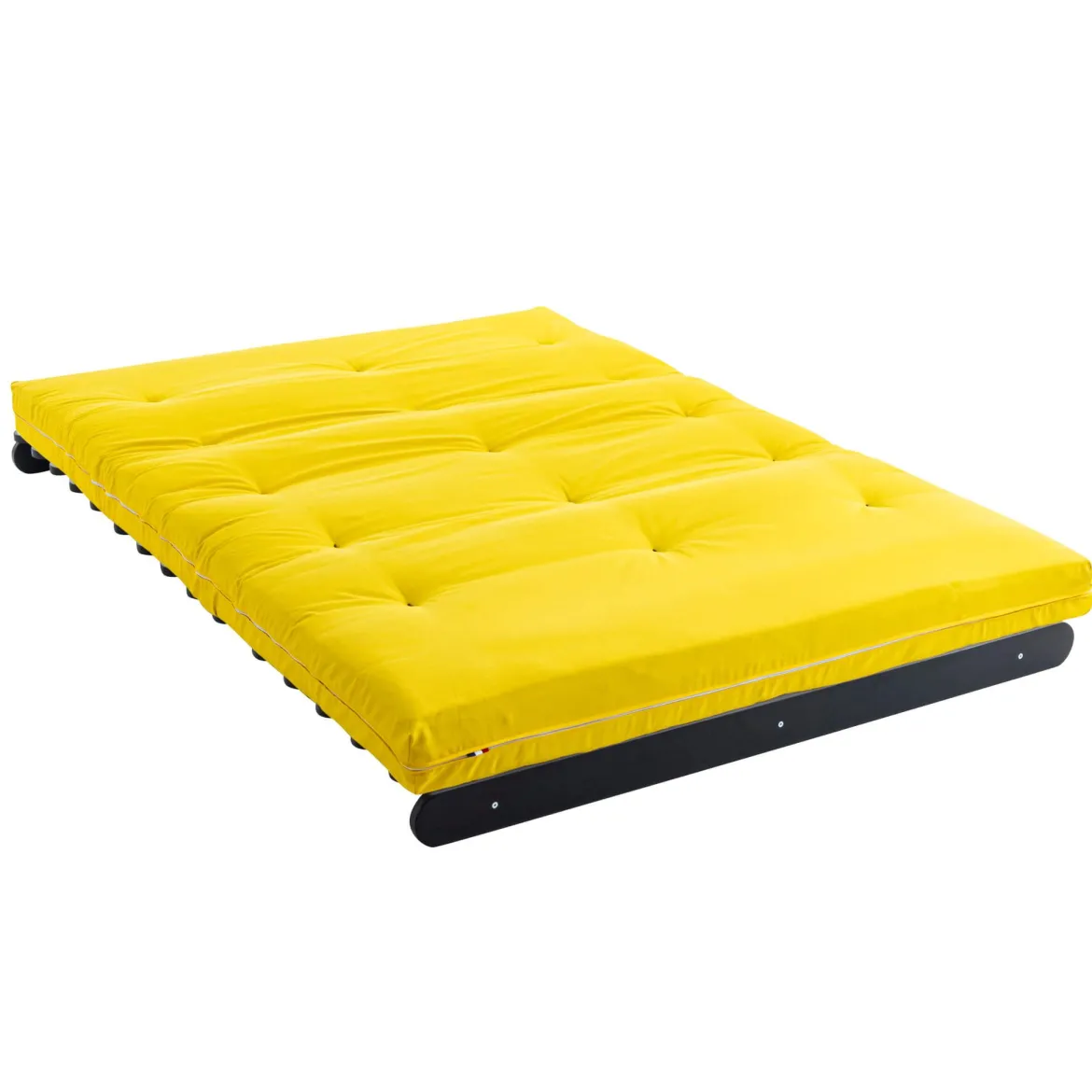 Ensemble matelas futon en coton et structure en bois massif noir