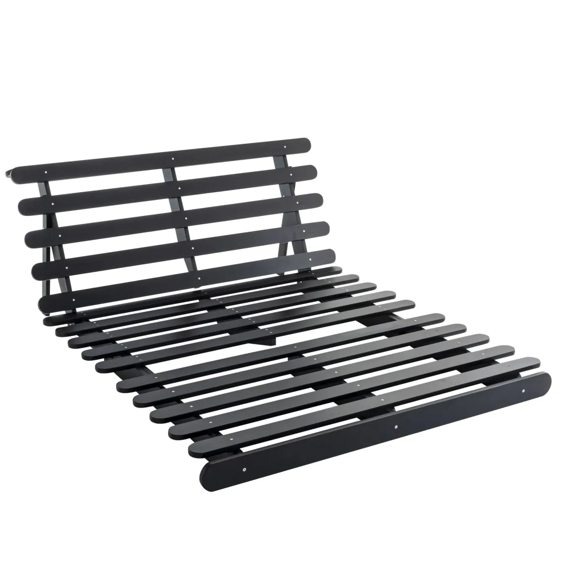 Ensemble matelas futon en coton et structure en bois massif noir