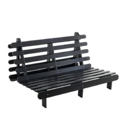 Ensemble matelas futon en coton et structure en bois massif noir