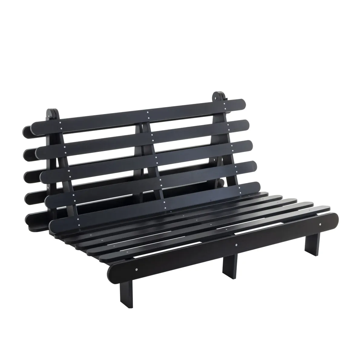 Ensemble matelas futon en coton et structure en bois massif noir