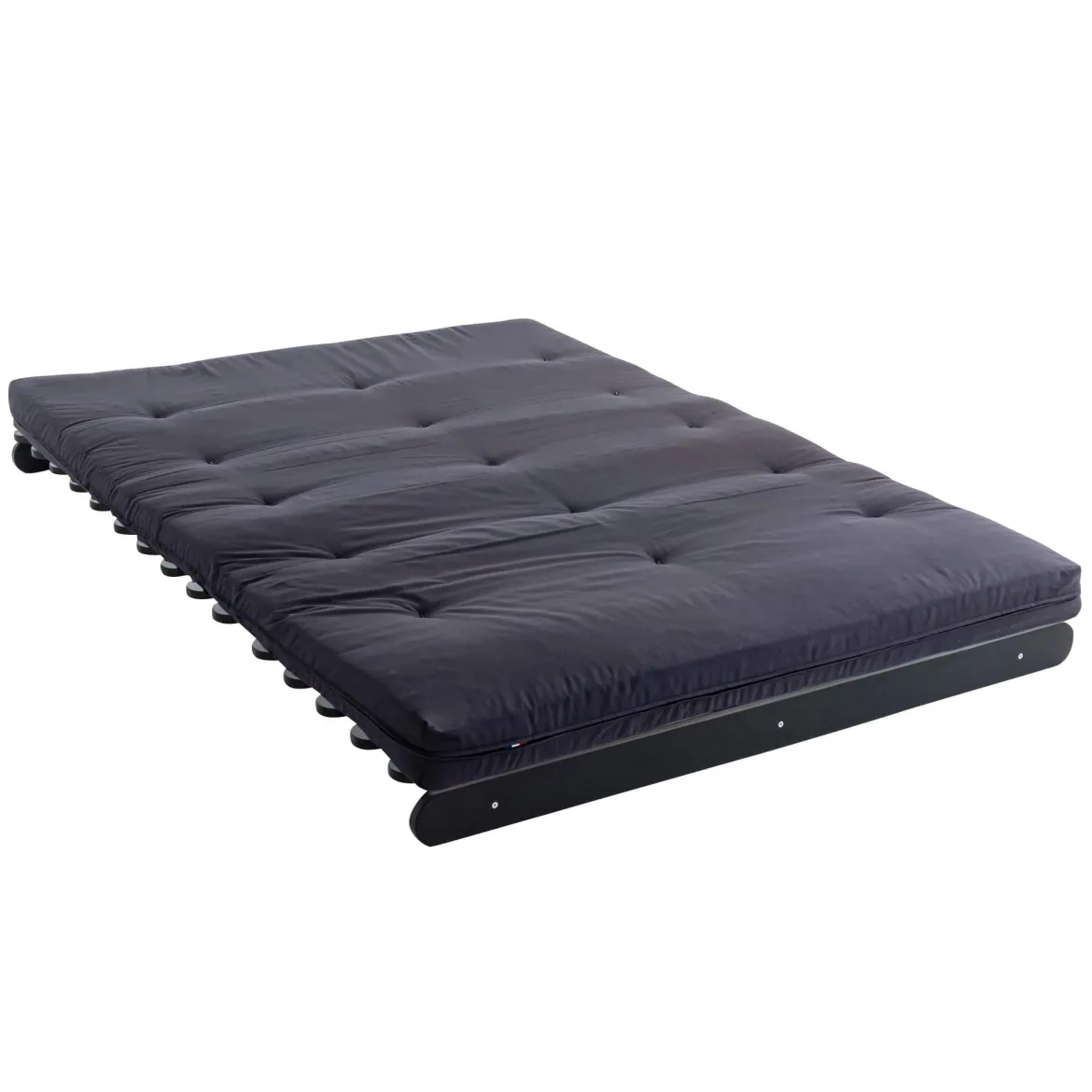 Ensemble matelas futon en coton et structure en bois massif noir