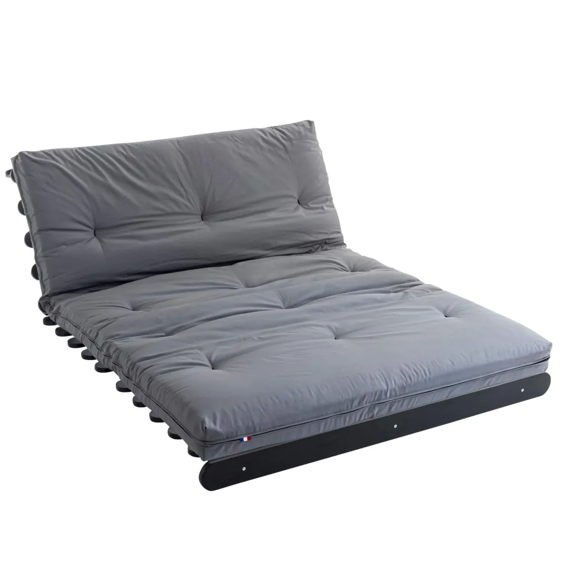 Ensemble matelas futon en coton et structure en bois massif noir