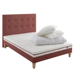 Ensemble matelas junior 100% latex, sommier, pieds, tête de lit, couette et oreiller Crépuscule 200 - SOMEO