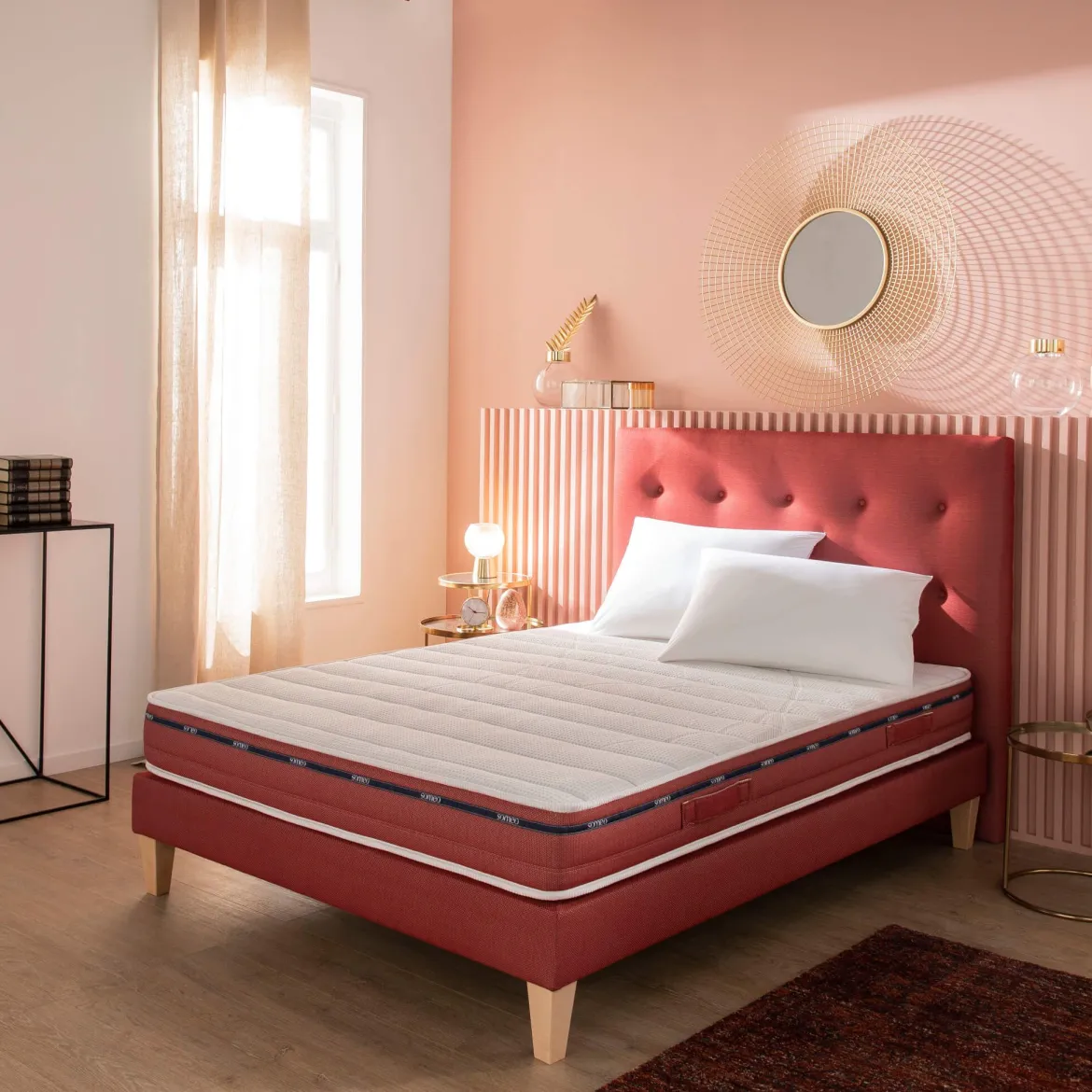 Ensemble matelas 100% latex, sommier, pieds, couette et oreiller Crépuscule 500 - SOMEO