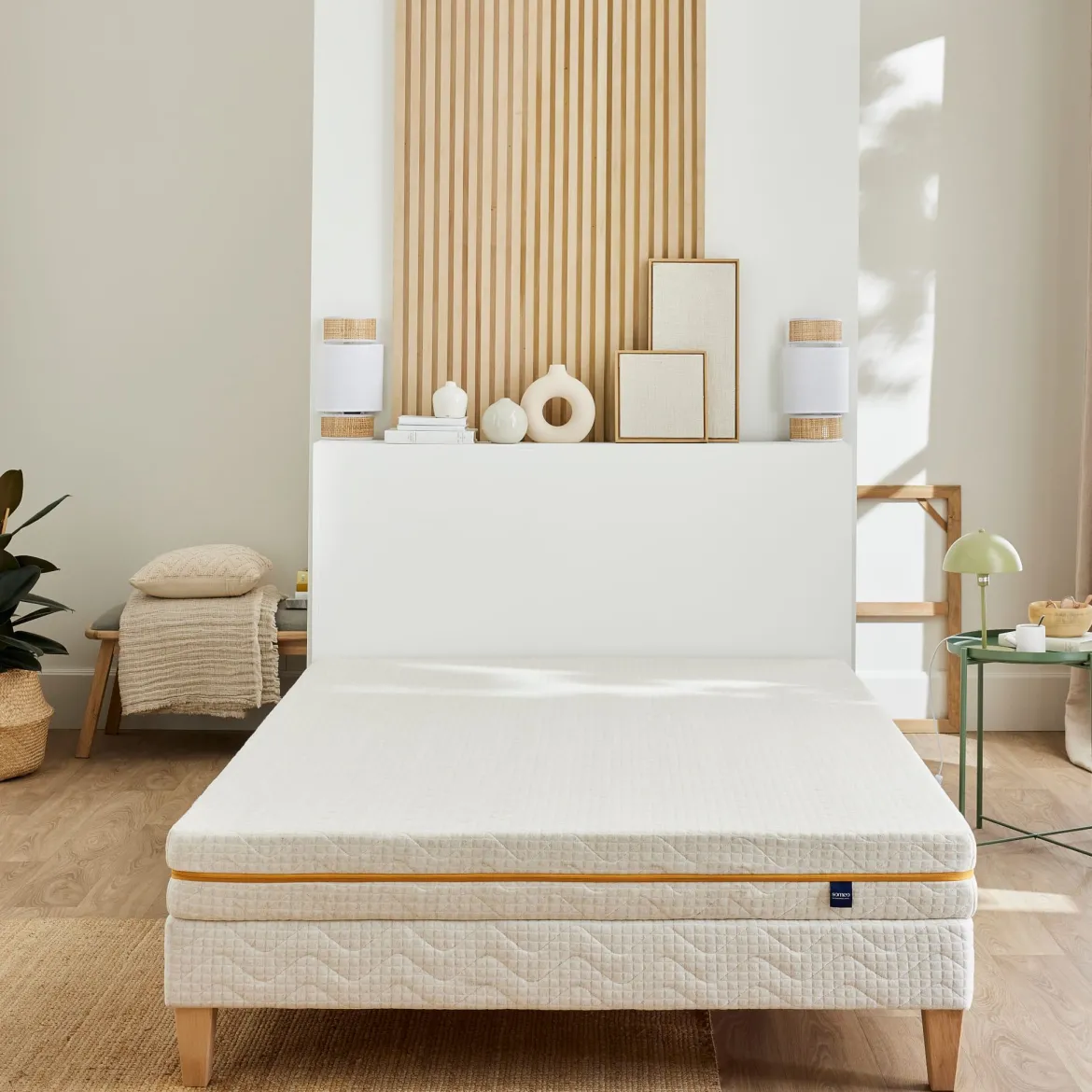 Ensemble matelas mousse recyclée, sommier et pieds Aube 400 - SOMEO