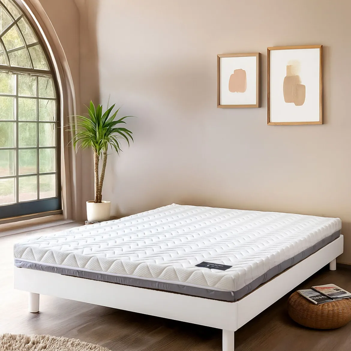Ensemble matelas mousse + sommier bois massif