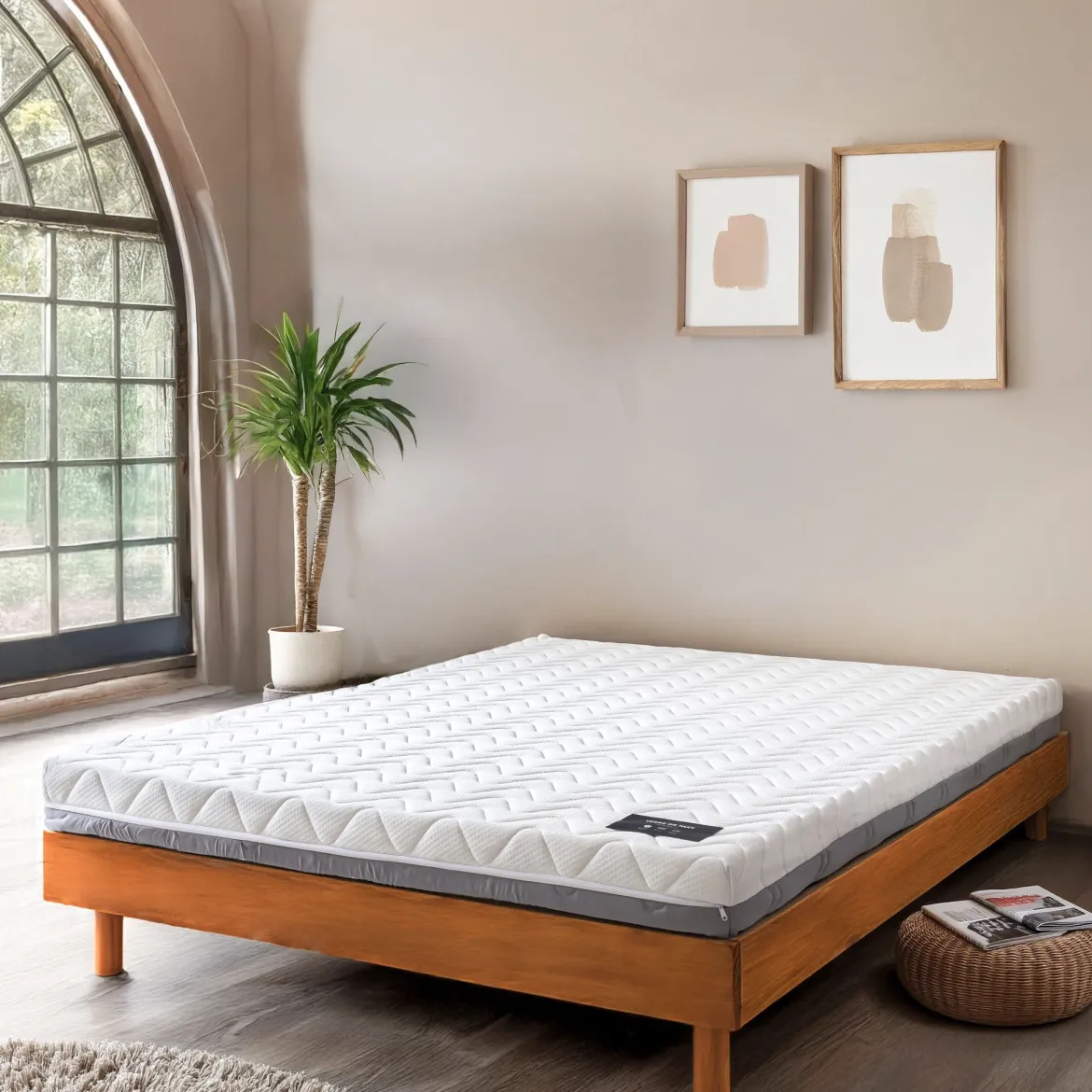 Ensemble matelas mousse + sommier bois massif
