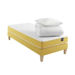 Ensemble matelas mousse, sommier, pieds, couette et oreiller Aurore 400 - SOMEO
