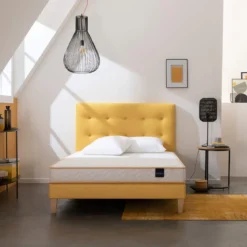 Ensemble matelas mousse, sommier, pieds, tête de lit, couette et oreiller Aurore 300 - SOMEO