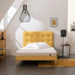 Ensemble matelas mousse, sommier, pieds, tête de lit, couette et oreiller Aurore 200 - SOMEO