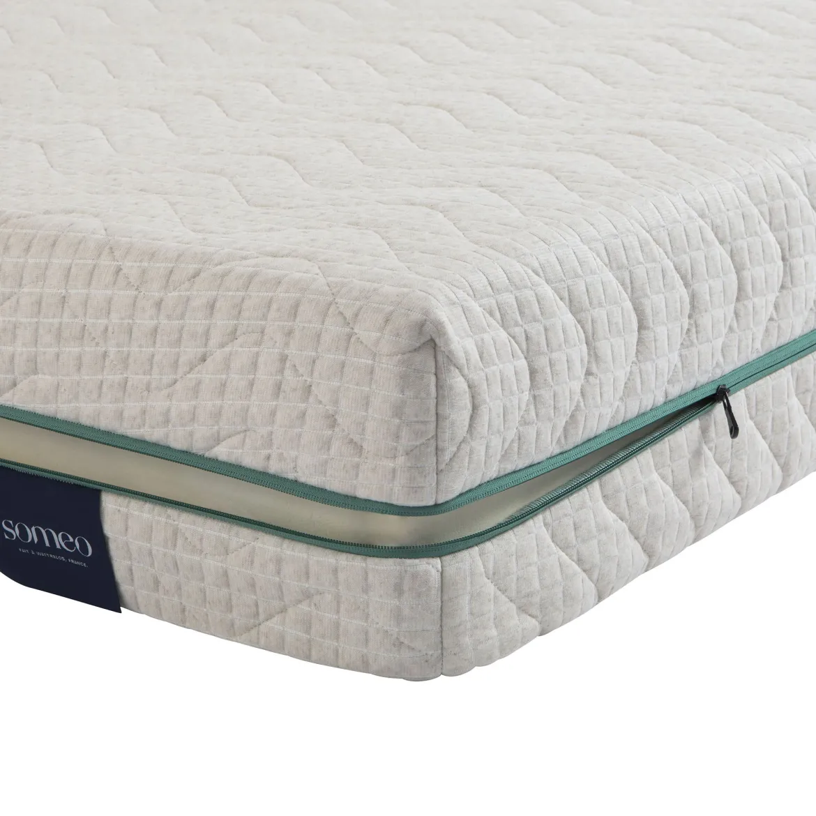 Ensemble matelas naturel latex naturel, sommier, pieds, couette et oreiller Aube 700 - SOMEO