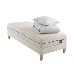 Ensemble matelas naturel ressorts et latex naturel, sommier, pieds, couette et oreiller Aube 600 - SOMEO