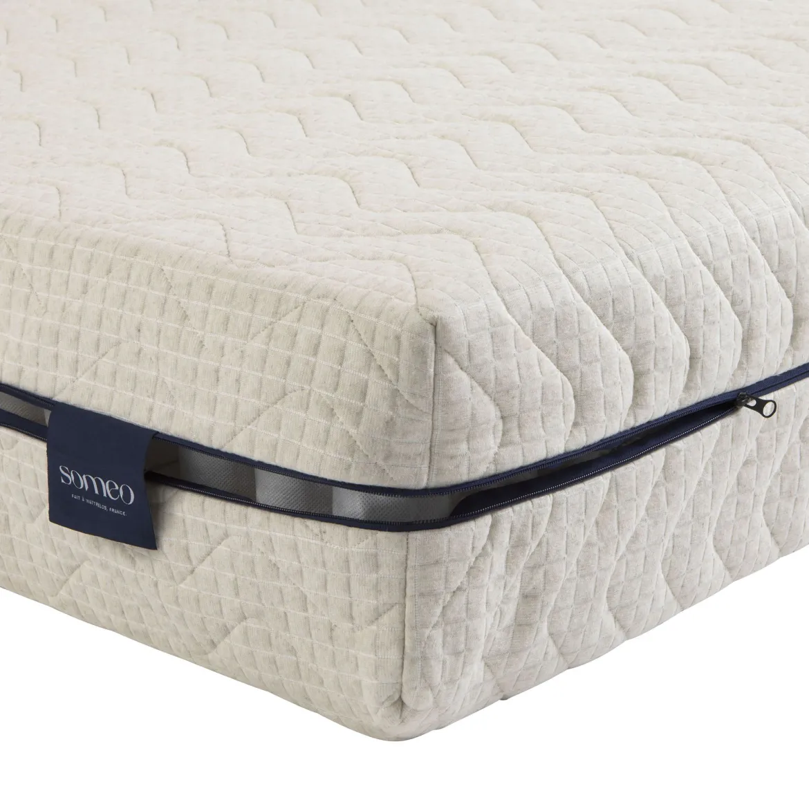 Ensemble matelas naturel ressorts et latex naturel, sommier et pieds Aube 600 - SOMEO
