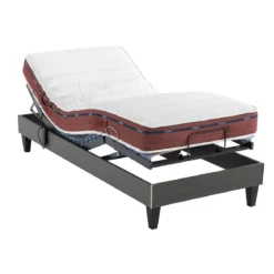 Ensemble matelas relaxation 100% latex, sommier TPR, pieds Crépuscule 500 - SOMEO