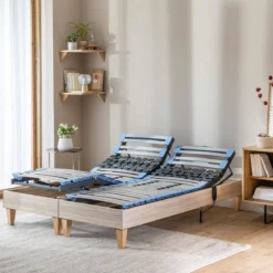 Ensemble matelas relaxation 100% latex, sommier TPR, pieds Crépuscule 500 - SOMEO
