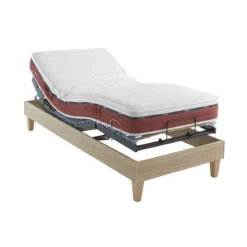 Ensemble matelas relaxation 100% latex, sommier TPR, pieds Crépuscule 600 - SOMEO