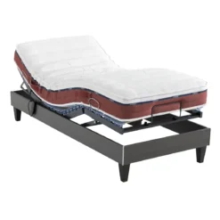 Ensemble matelas relaxation 100% latex, sommier TPR, pieds Crépuscule 600 - SOMEO