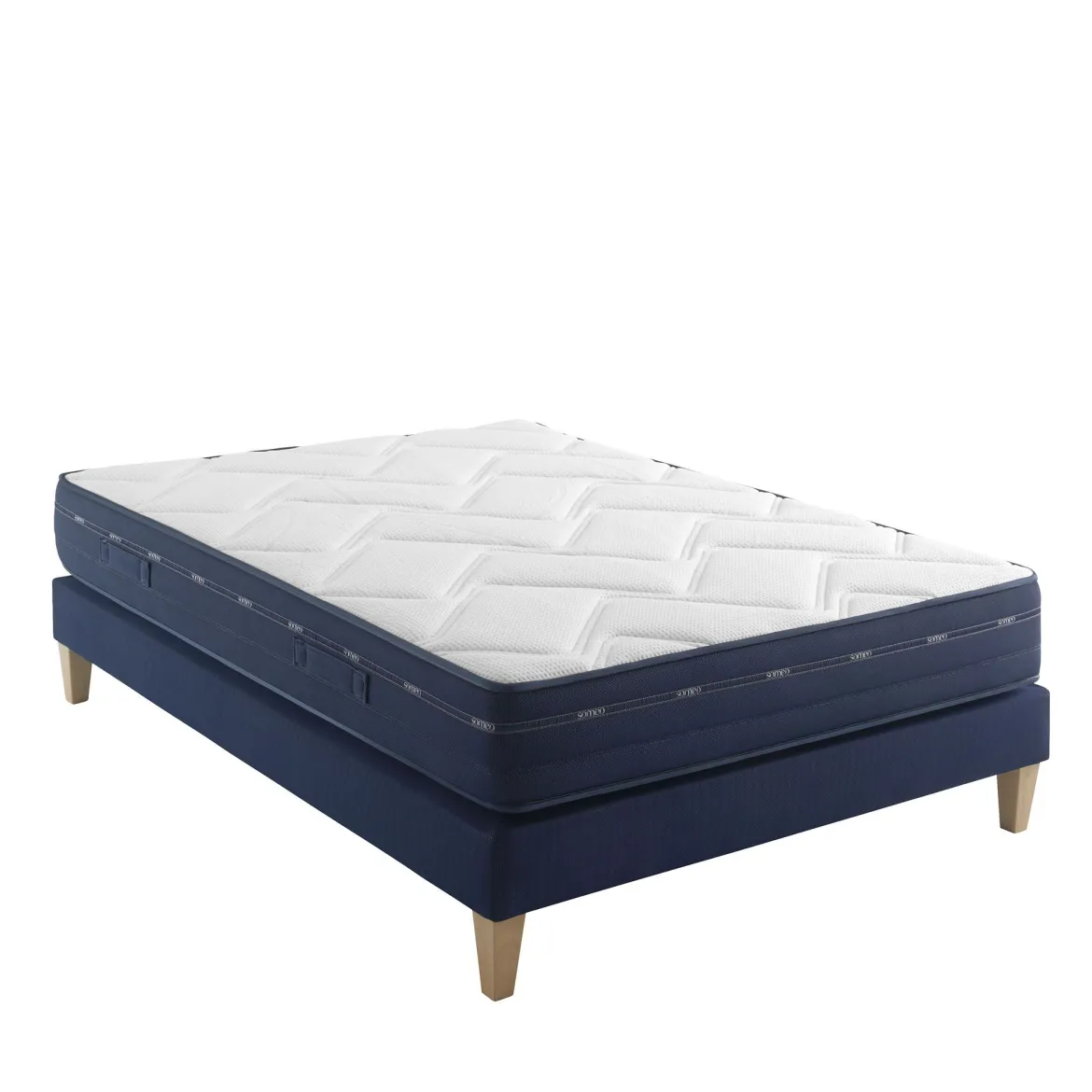 Ensemble matelas ressorts et mémoire de forme, sommier et pieds Rêve 500 - SOMEO