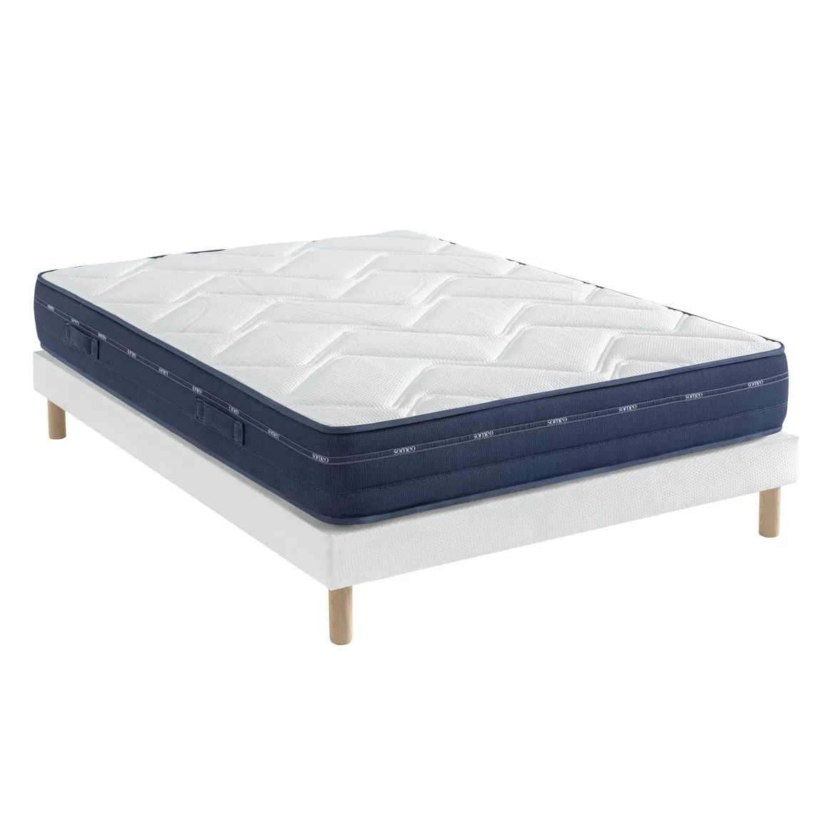Ensemble matelas ressorts et mémoire de forme, sommier Lune et pieds Rêve 500 - SOMEO