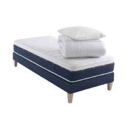 Ensemble matelas ressorts et mémoire de forme, sommier, pieds, couette et oreiller Rêve 600 - SOMEO
