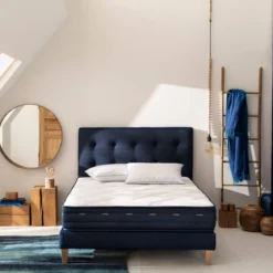 Ensemble matelas ressorts et mémoire de forme, sommier, pieds, couette et oreiller Rêve 500 - SOMEO
