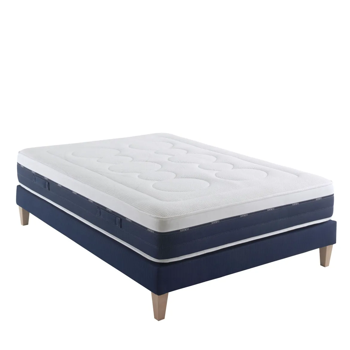Ensemble matelas ressorts et mémoire de forme, sommier et pieds Rêve 600 - SOMEO