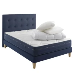 Ensemble matelas ressorts et mémoire de forme, sommier, pieds, tête de lit, couette et oreiller Rêve 500 - SOMEO