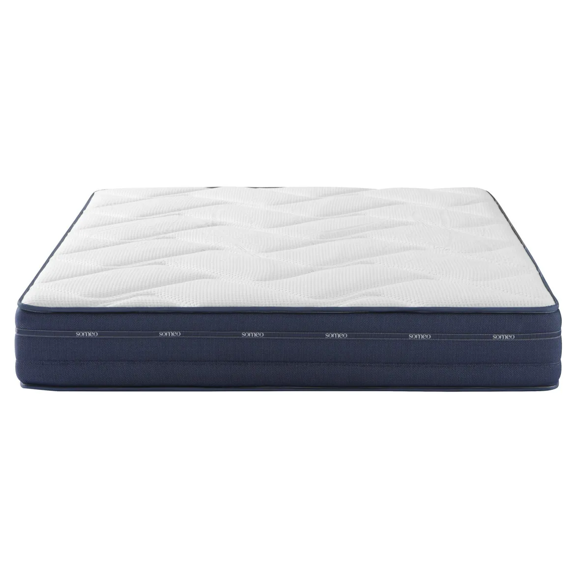 Ensemble matelas ressorts et mémoire de forme, sommier, pieds, tête de lit, couette et oreiller Rêve 500 - SOMEO