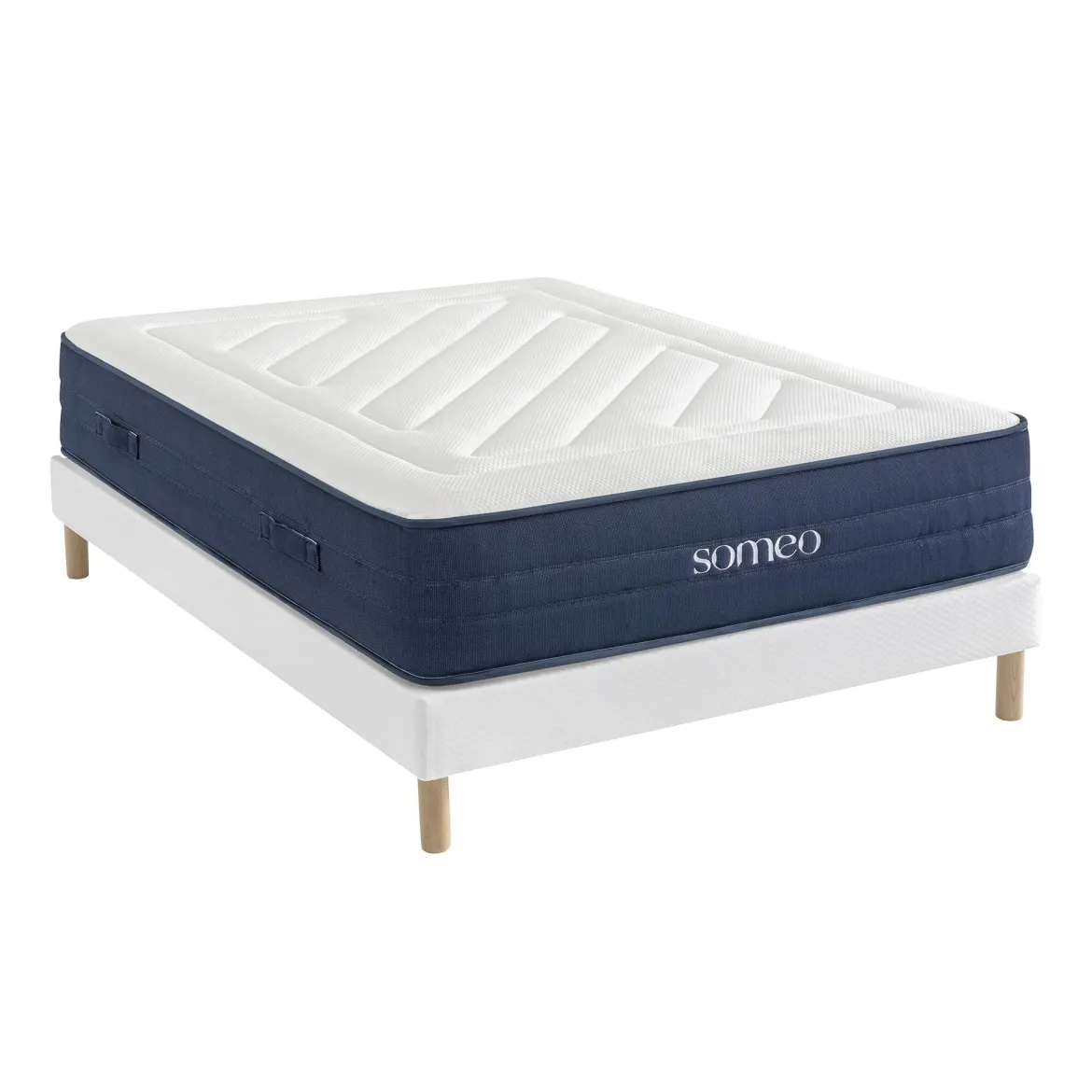 Ensemble matelas ressorts, latex et mémoire de forme, sommier Constellation et pieds Rêve 700 - SOMEO
