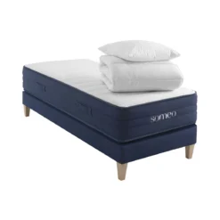 Ensemble matelas ressorts, latex et mémoire de forme, sommier, pieds, couette et oreiller Rêve 700 - SOMEO