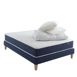 Ensemble matelas ressorts, sommier, pieds, couette et oreiller Rêve 400 - SOMEO
