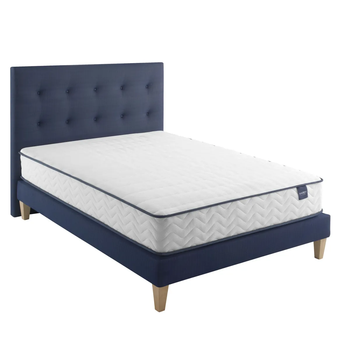 Ensemble matelas ressorts, sommier, pieds et tête de lit Rêve 300 - SOMEO