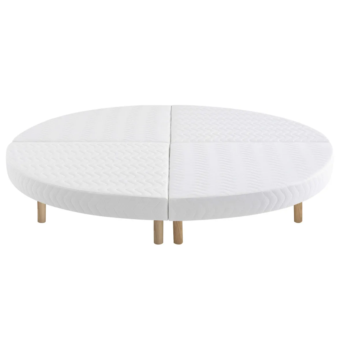 Ensemble matelas rond mousse, sommier et pieds Aurore 400 - SOMEO diamètre 215