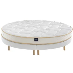 Ensemble matelas rond mousse, sommier et pieds Aurore 300 - SOMEO diamètre 215