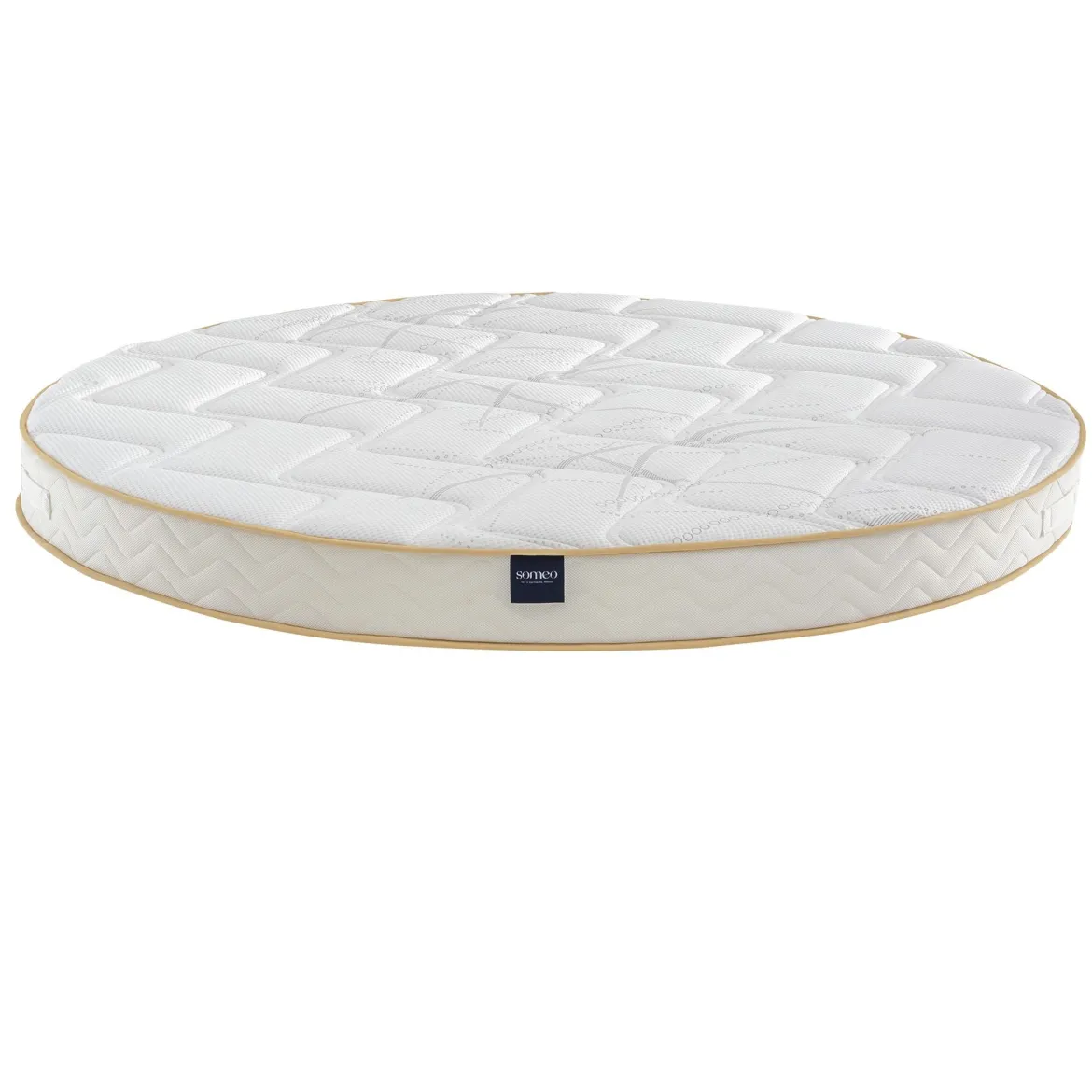 Ensemble matelas rond mousse, sommier et pieds Aurore 300 - SOMEO diamètre 215