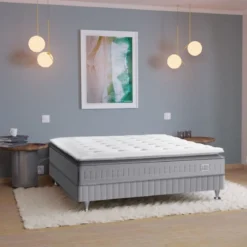 Ensemble matelas sommier pieds Simmons 651 ressorts ensachés + surmatelas intégré SW5