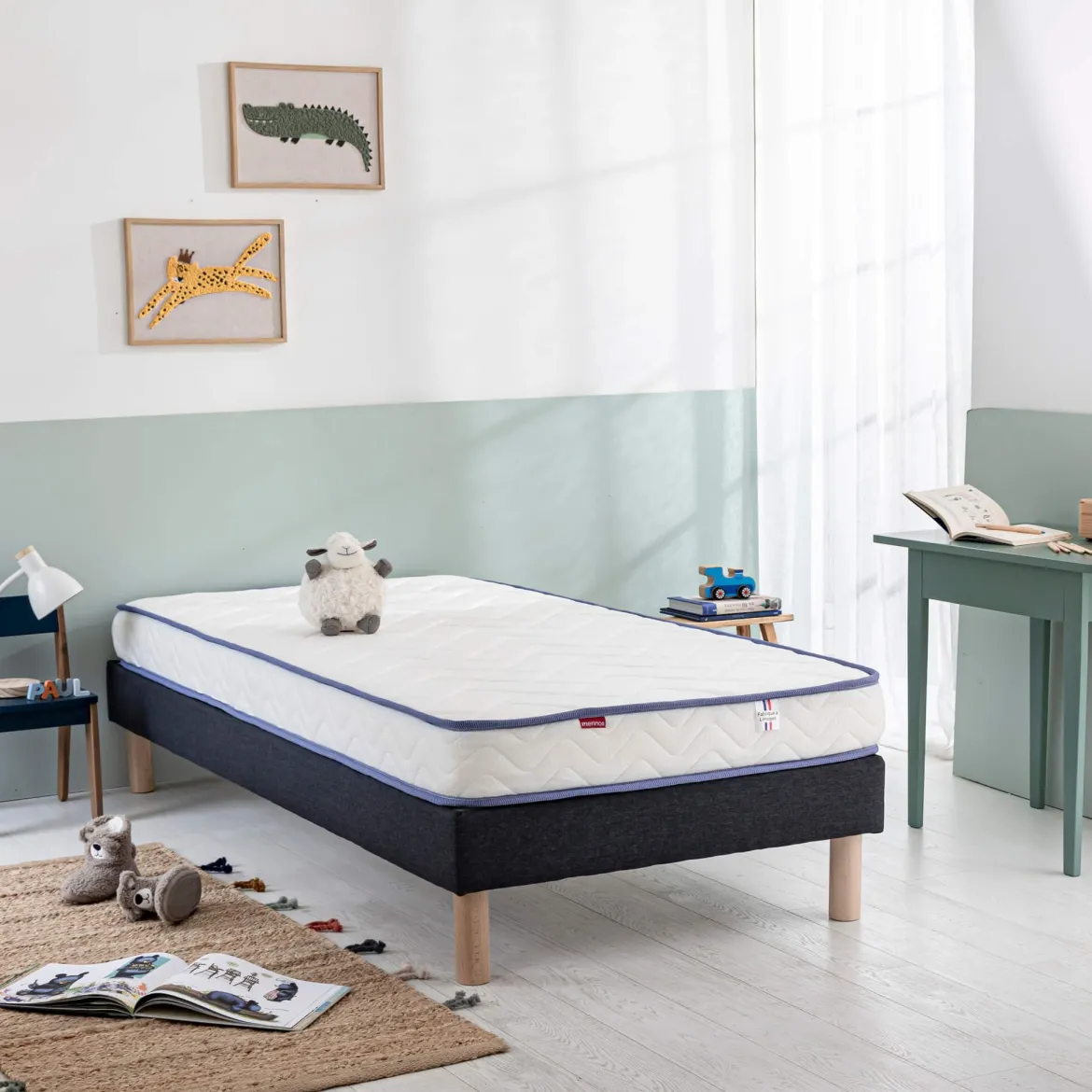 Ensemble sommier et matelas enfant mousse ferme Merinos Sun