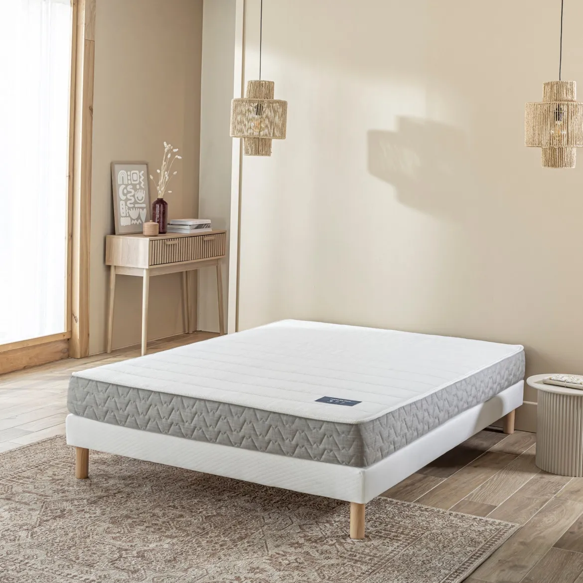 Ensemble sommier et matelas latex & mousse ferme Terre de Nuit Aisance 2.0
