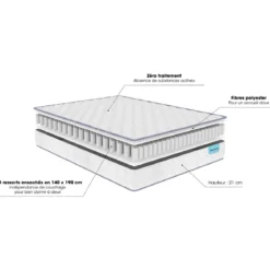 Ensemble sommier et matelas ressorts ensachés ferme Merinos Natty