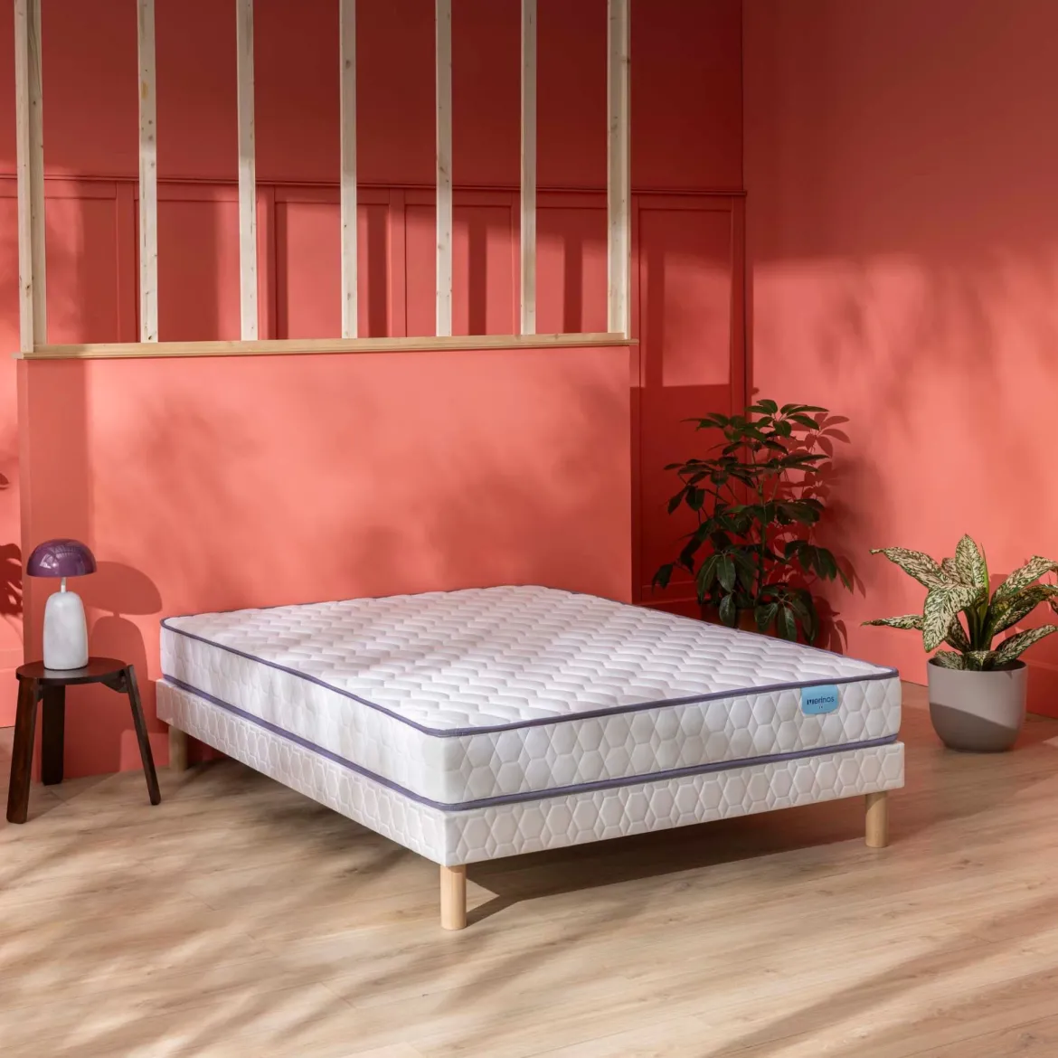 Ensemble sommier et matelas ressorts ensachés ferme Merinos Natty