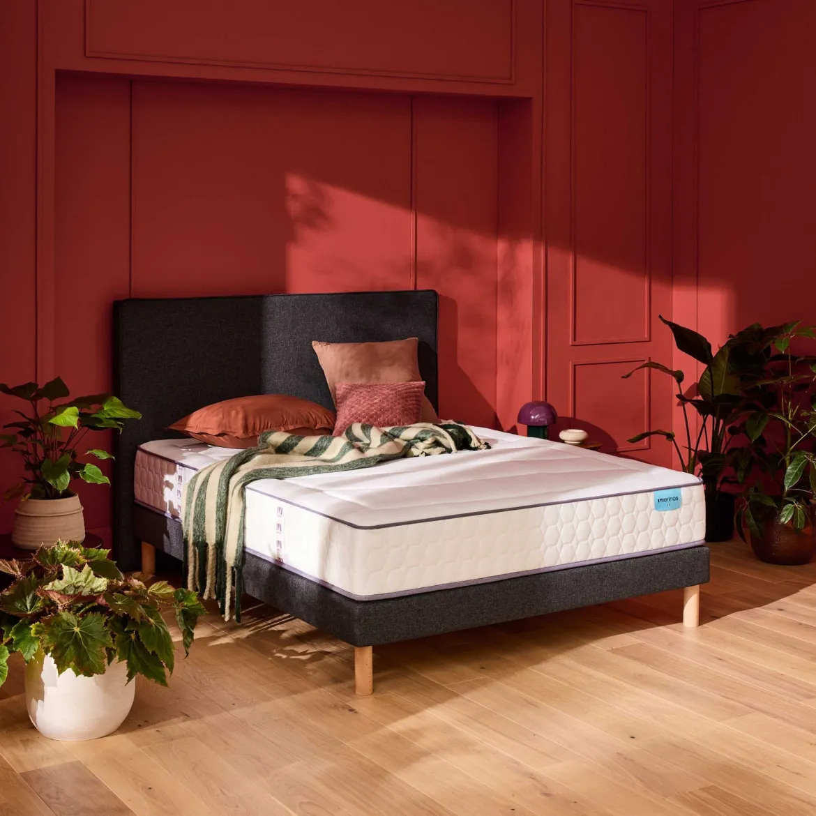 Ensemble sommier et matelas ressorts et mémoire de forme ferme Merinos Beauty Bed