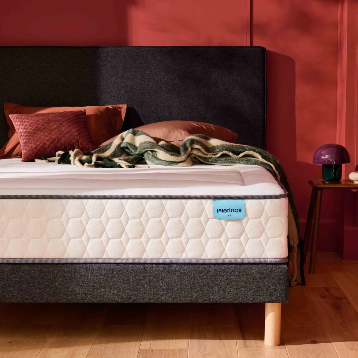 Ensemble sommier et matelas ressorts et mémoire de forme ferme Merinos Beauty Bed