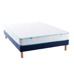 Ensemble sommier et matelas ressorts ensachés ferme Merinos Enjoy Bleu