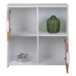 Etagère 4 cases en bois avec 2 portes battantes - ET12115