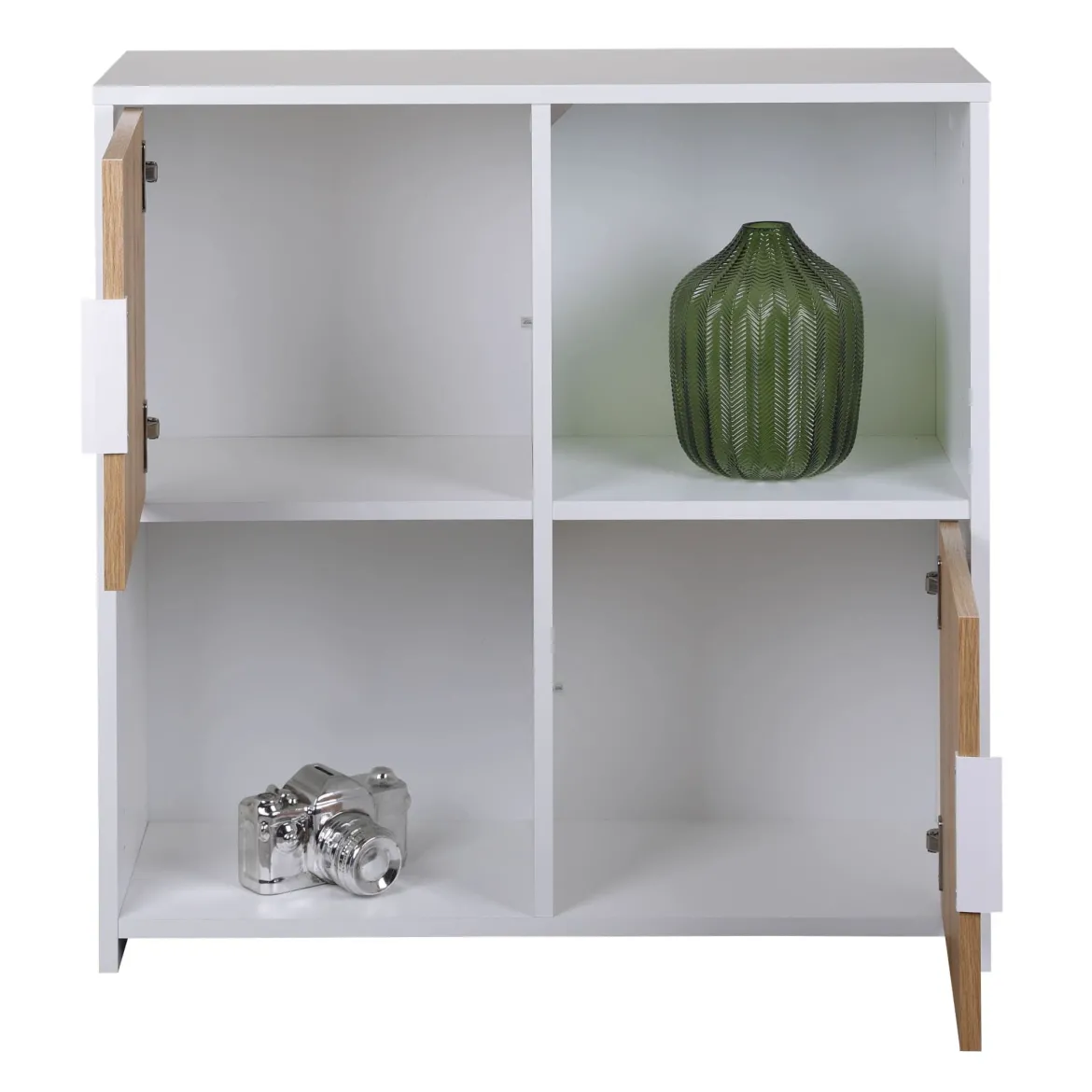 Etagère 4 cases en bois avec 2 portes battantes - ET12115