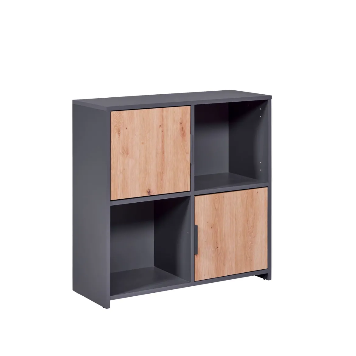 Etagère 4 cases en bois avec 2 portes battantes - ET12115